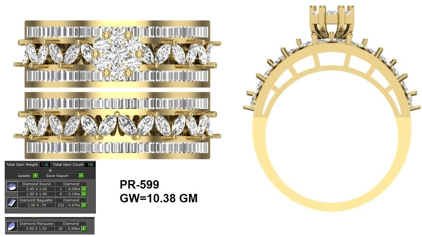 BULK-3DM-With Gems-RING 43 Files 3D print model_1