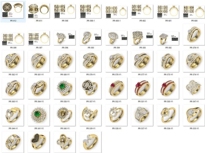 BULK-3DM-With Gems-RING 43 Files 3D print model