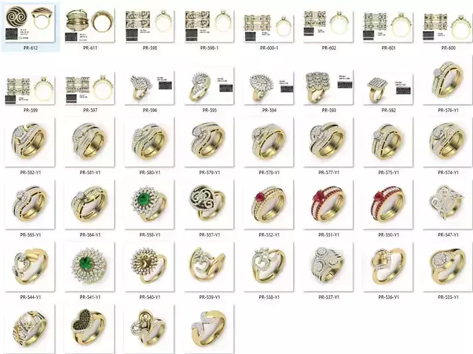 BULK-3DM-With Gems-RING 43 Files 3D print model