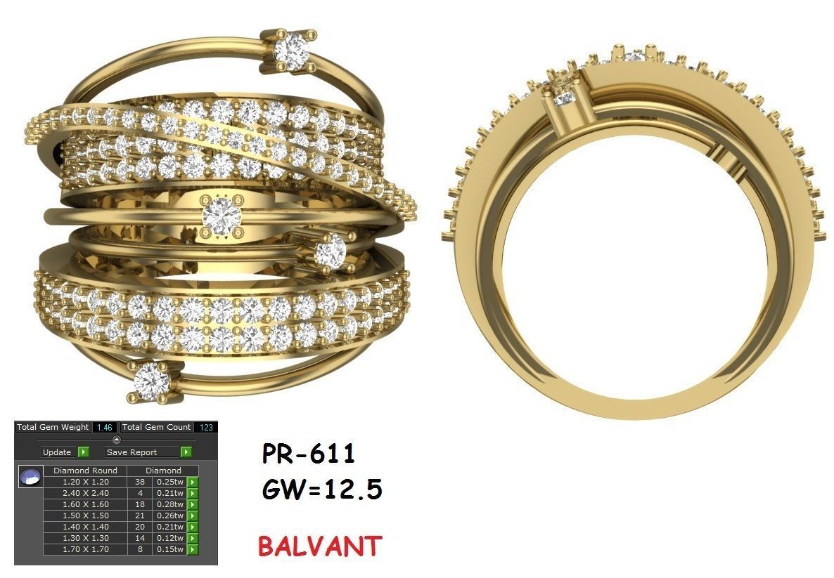 BULK-3DM-With Gems-RING 43 Files 3D print model_10