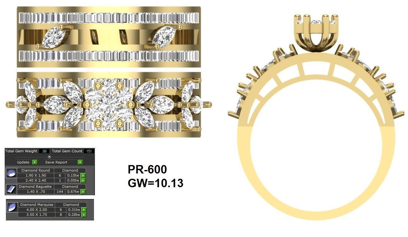 BULK-3DM-With Gems-RING 43 Files 3D print model_2
