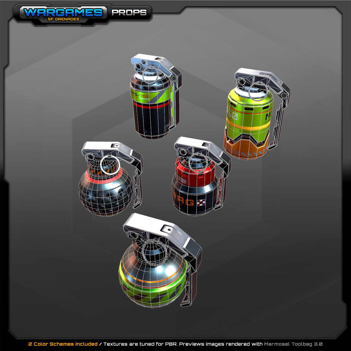 5 SF Grenades Low-poly 3D model_6