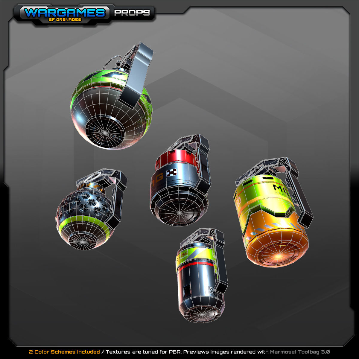 5 SF Grenades Low-poly 3D model_7