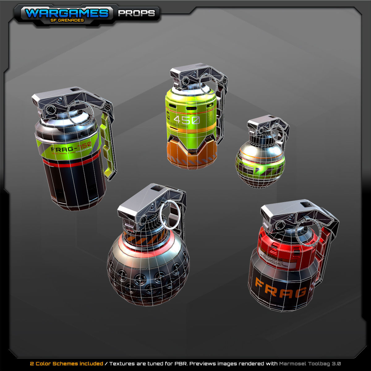 5 SF Grenades Low-poly 3D model_4