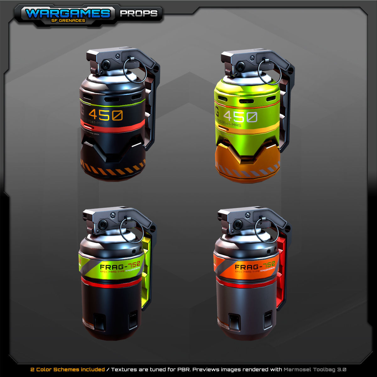5 SF Grenades Low-poly 3D model_5