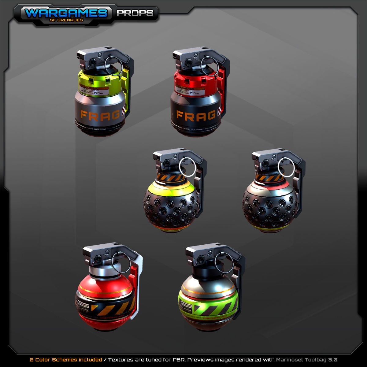 5 SF Grenades Low-poly 3D model_3