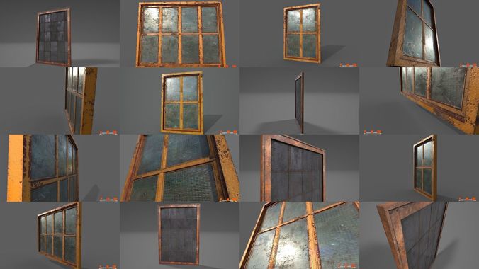 Old factory windows-Pack 01 3D Model Collection