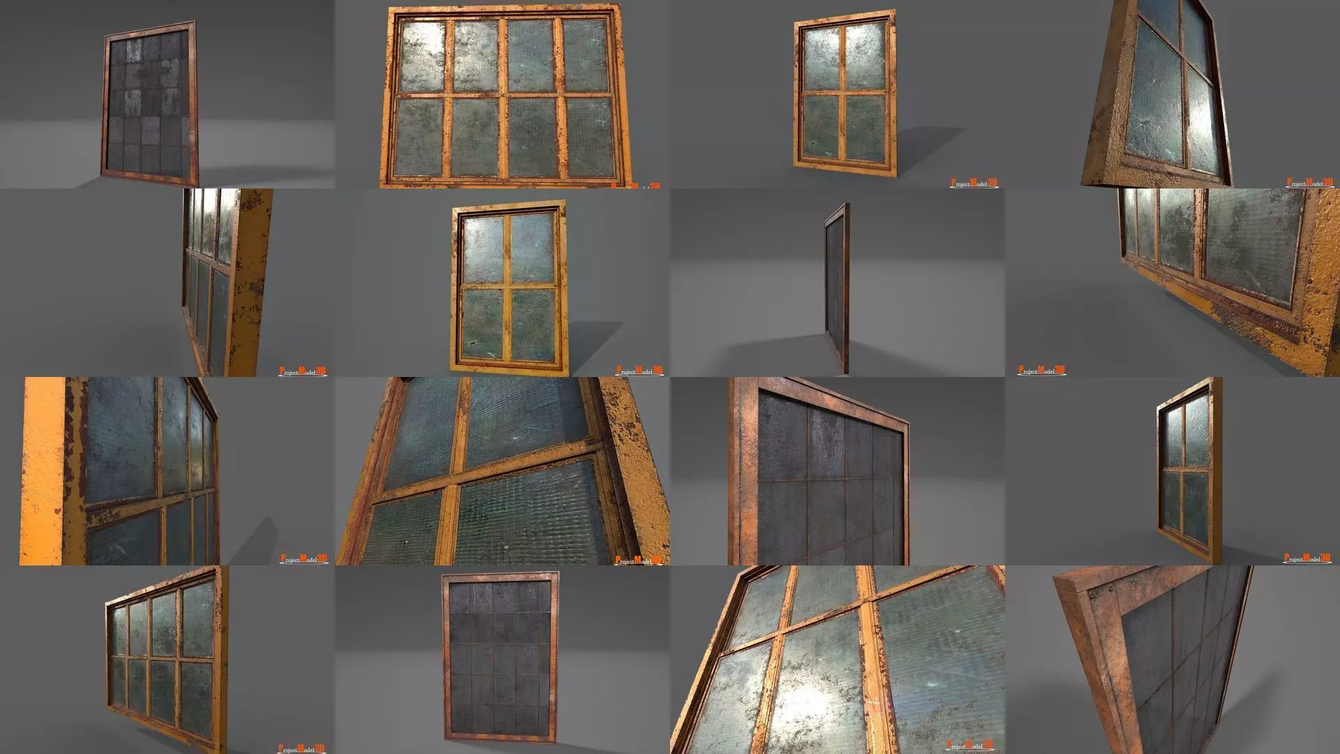 Old factory windows-Pack 01 3D Model Collection_0