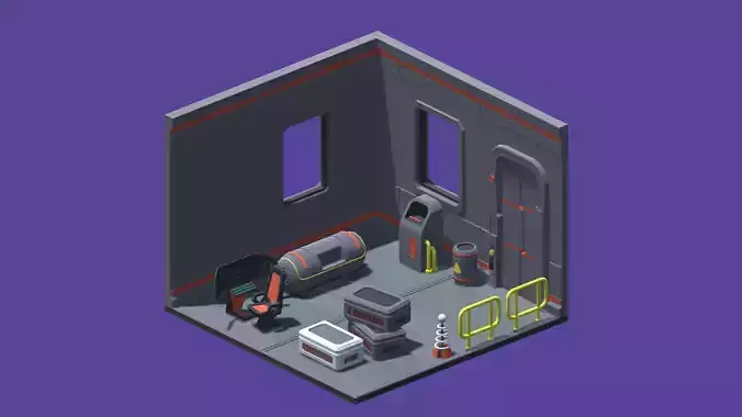Sci-Fi Modular Interior Pack Low-poly 3D model