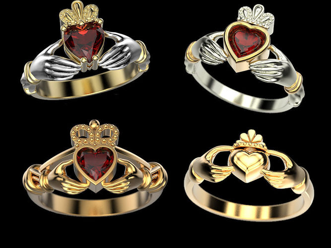 Claddagh ring set 3D Model Collection