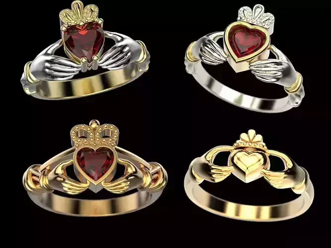 Claddagh ring set 3D Model Collection