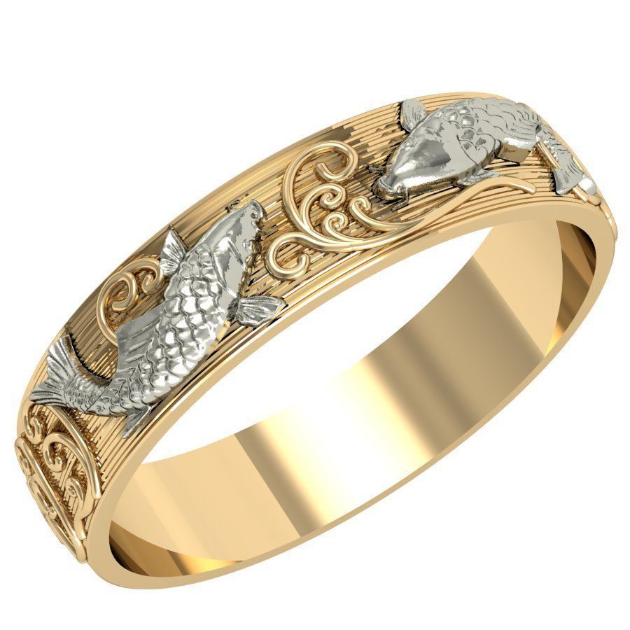  beautiful ring with 2 litle fish 3D print model_3