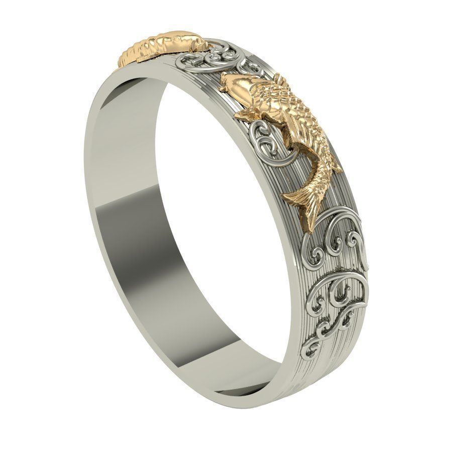  beautiful ring with 2 litle fish 3D print model_2