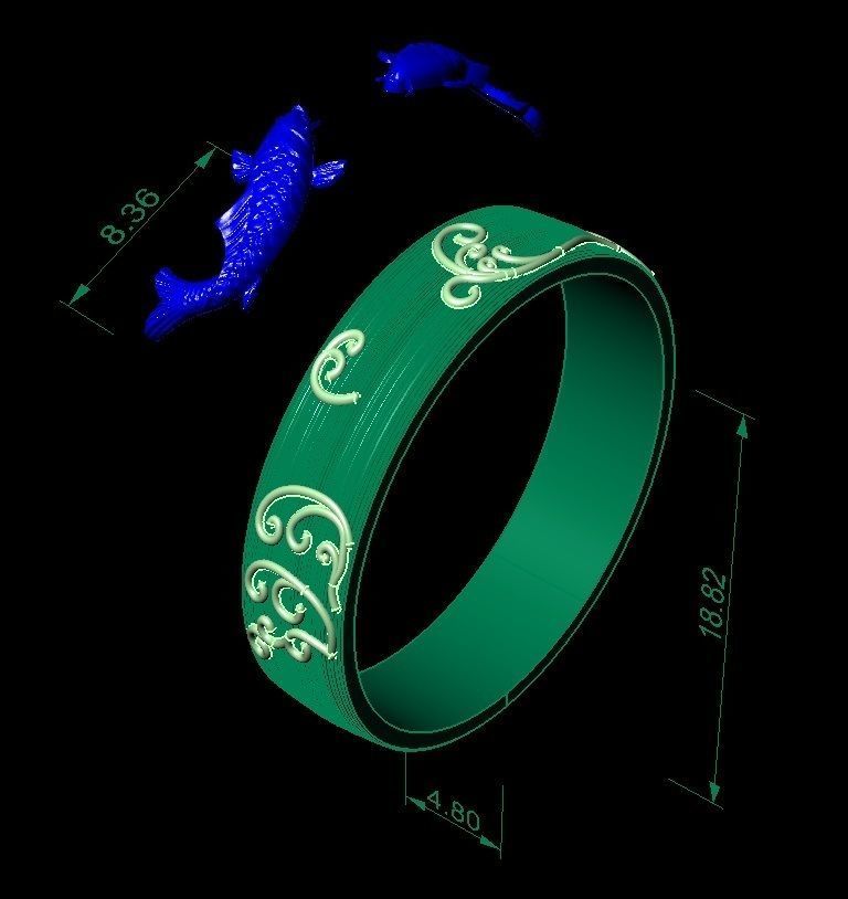  beautiful ring with 2 litle fish 3D print model_5