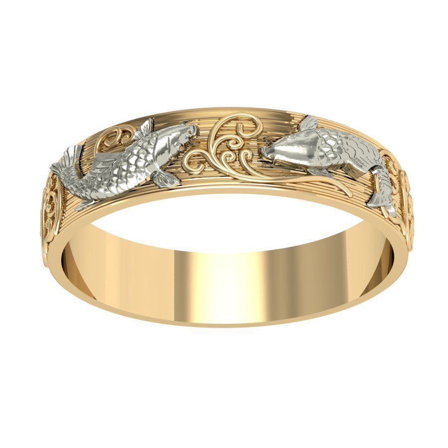  beautiful ring with 2 litle fish 3D print model_1