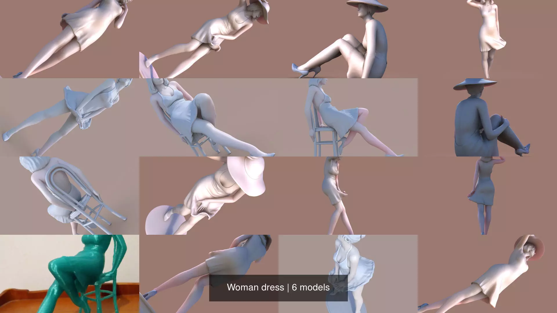 Woman dress 3D Model Collection_3