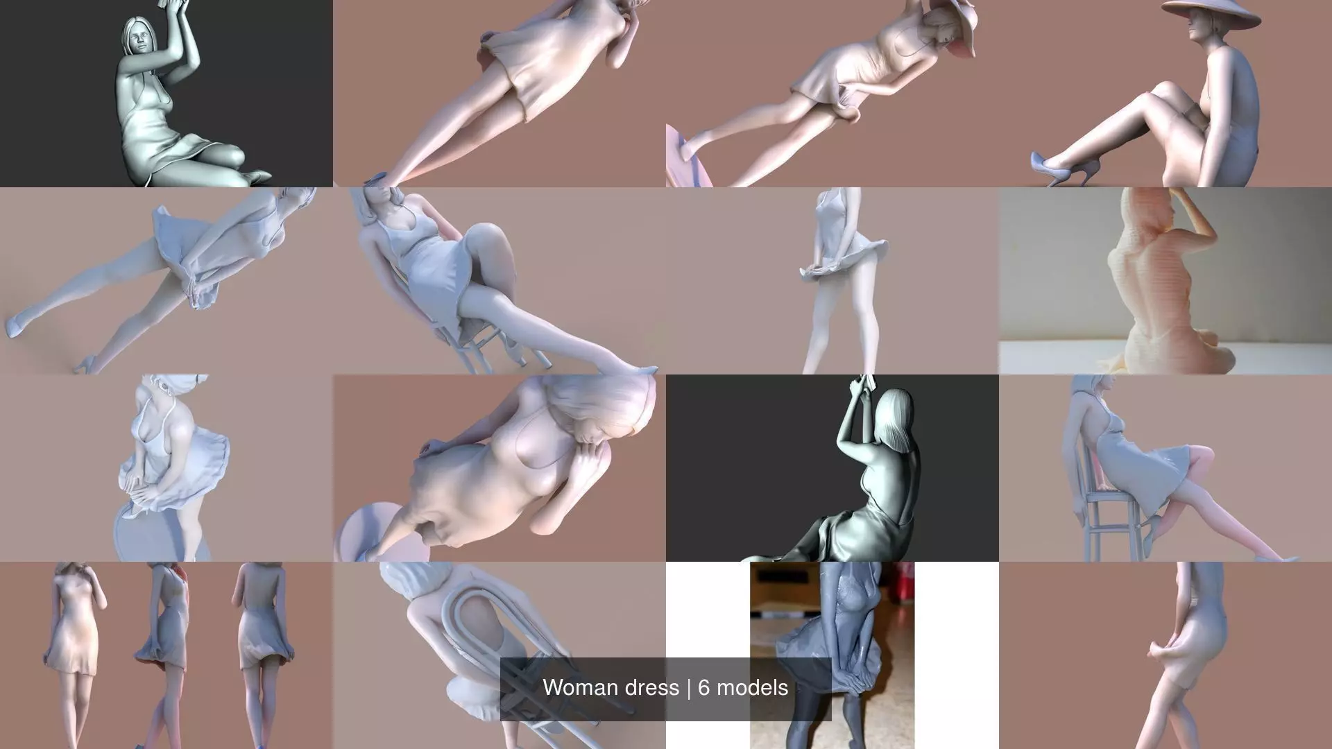 Woman dress 3D Model Collection_4