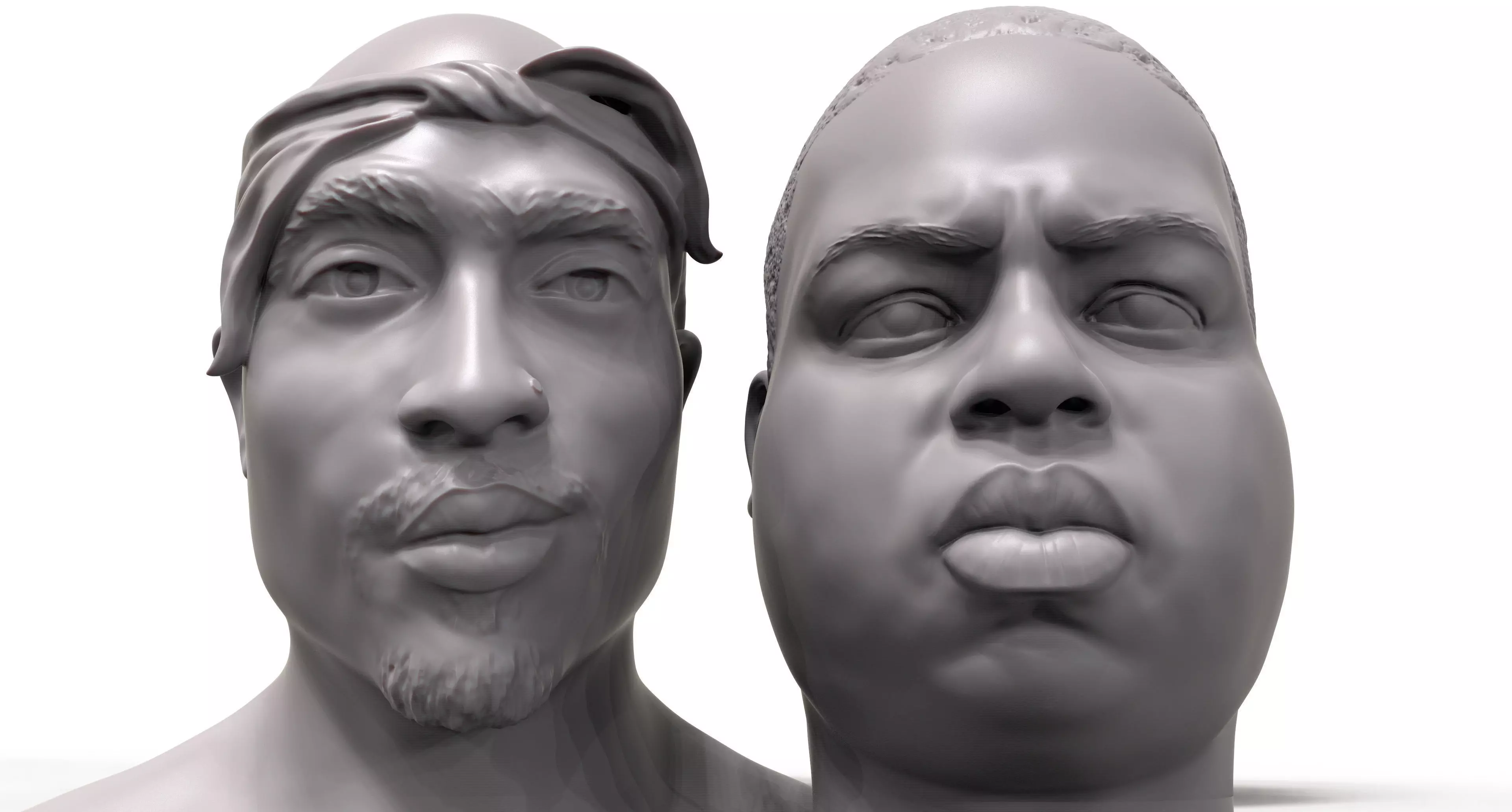 Rapper portrait pack Biggie 2Pac  3D Model Collection_0