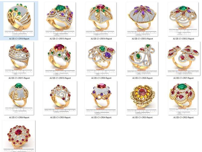 BULK-3DM-With Gems-RING 16 Files 3D print model