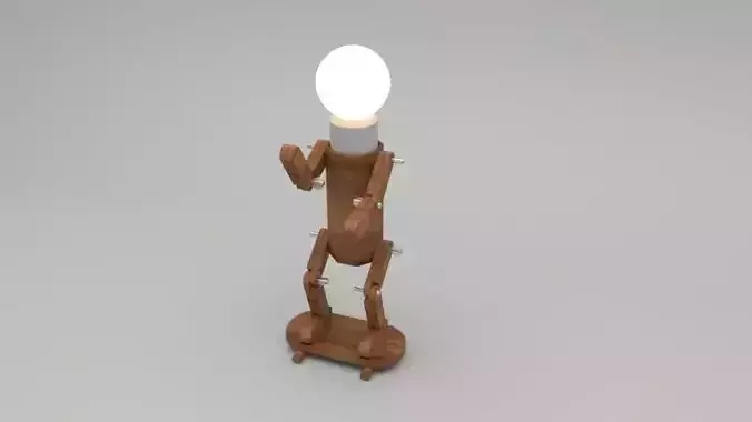 Lamp Model wooden with light bulb