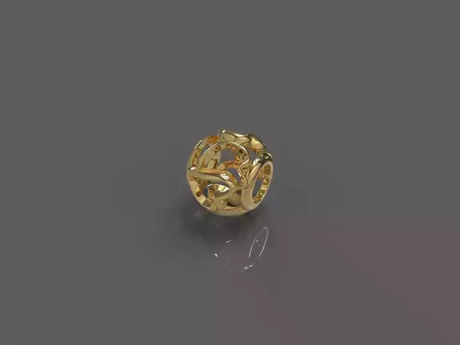 heart gold ring with intricate design 3D print model