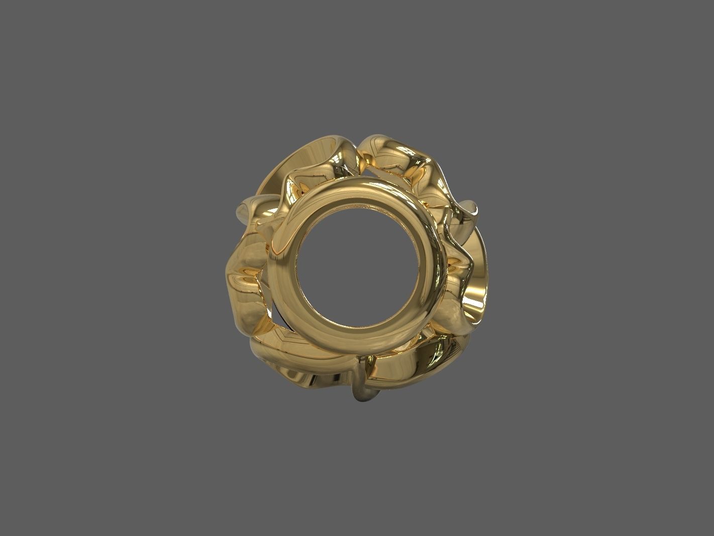 heart gold ring with intricate design 3D print model_2