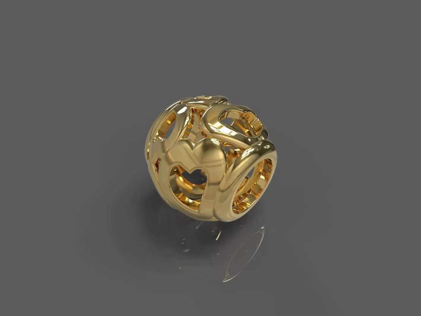 Heart gold ring 3D print model_0