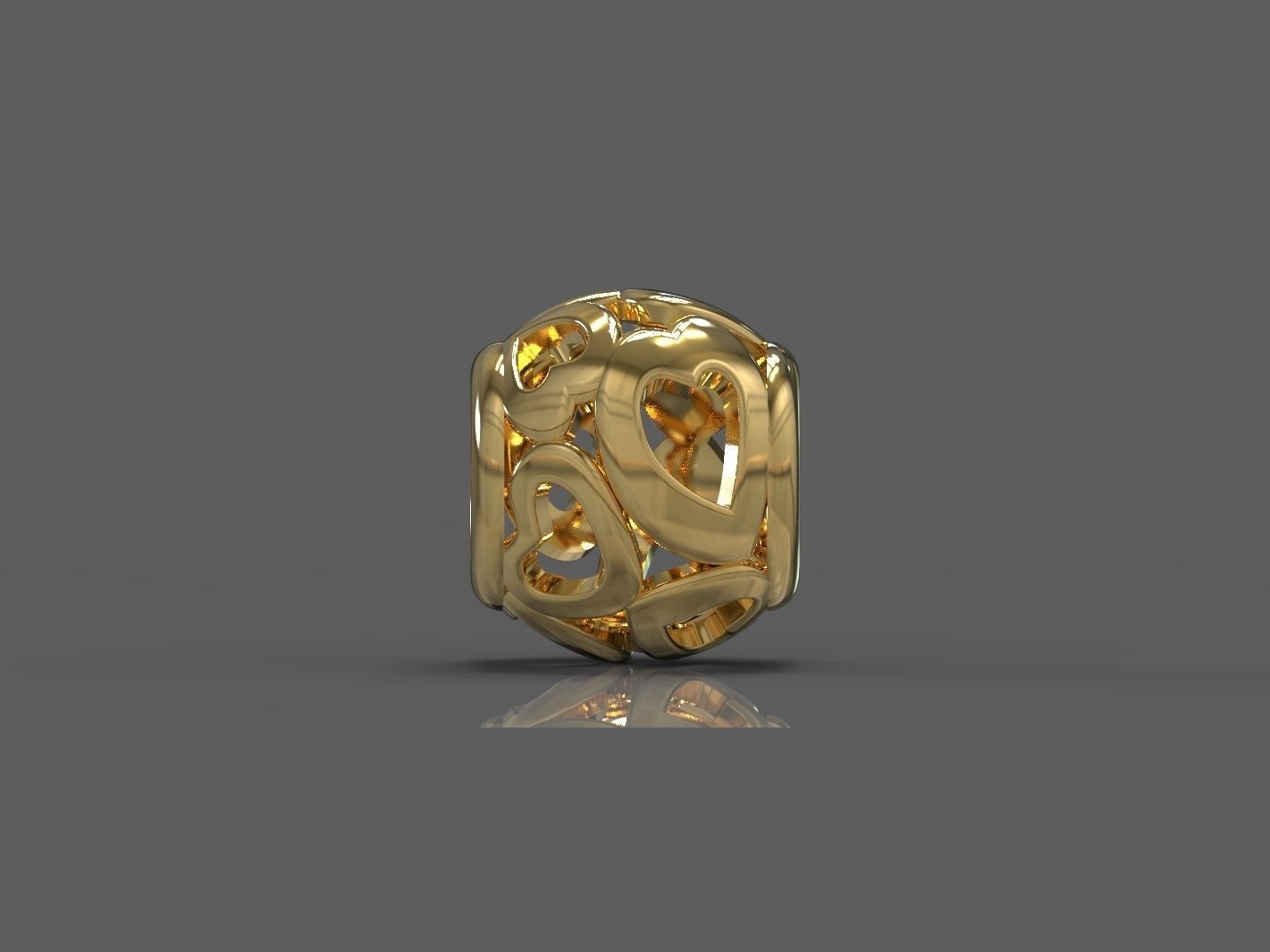 Heart gold ring 3D print model_1