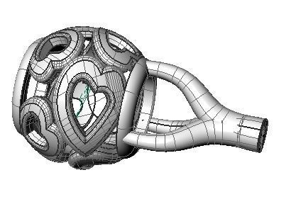 Heart gold ring 3D print model_3