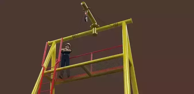 A frame davit crane temporary