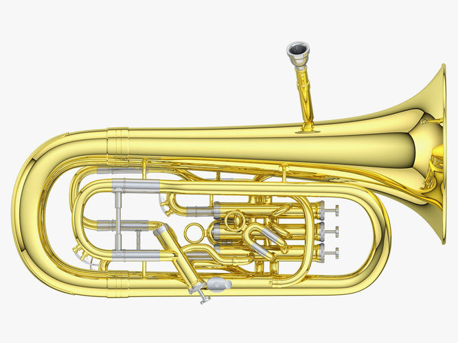 Euphonium golden tuba 3D model