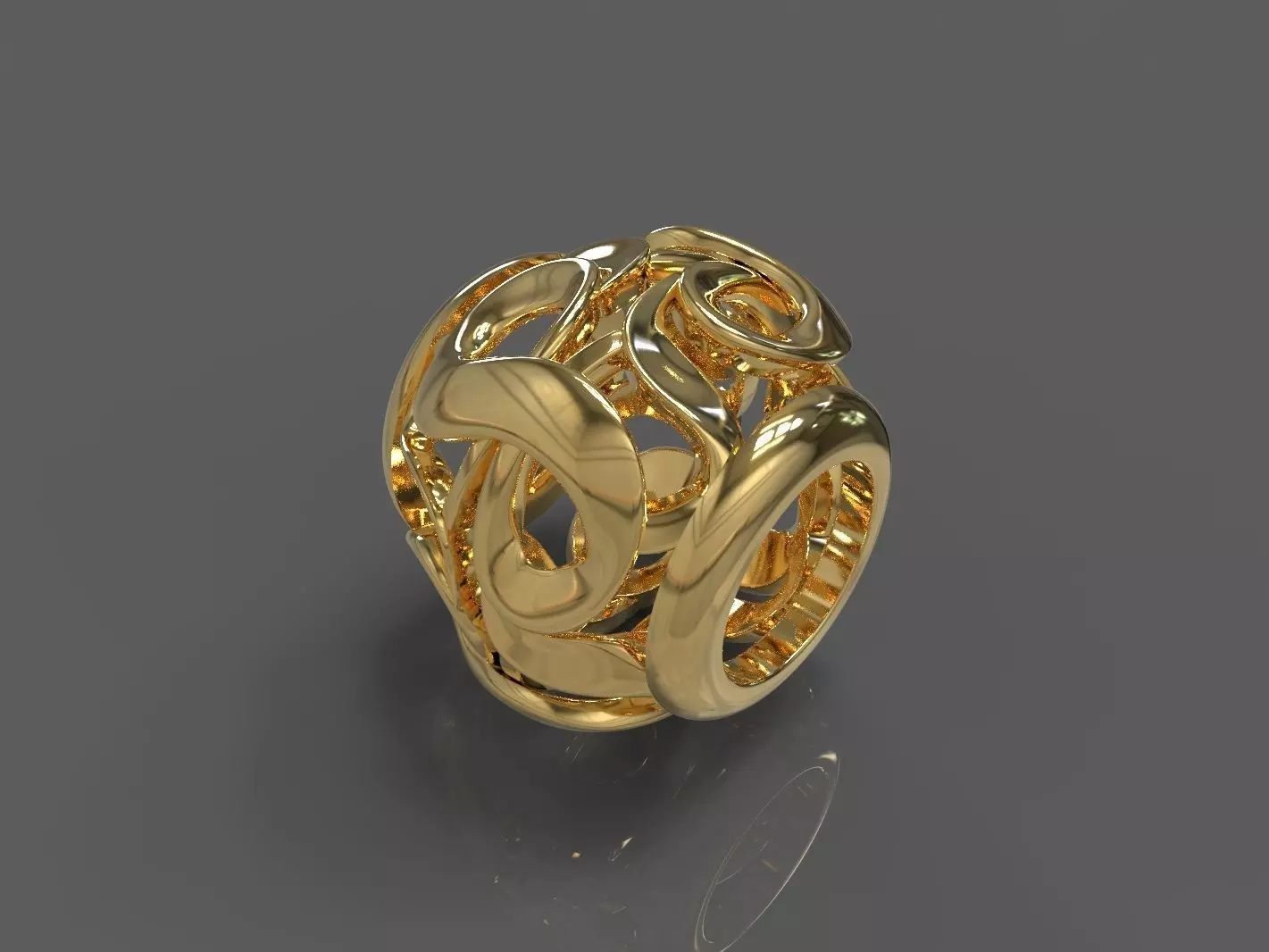 Heart gold ring with intricate design 3D print model_0