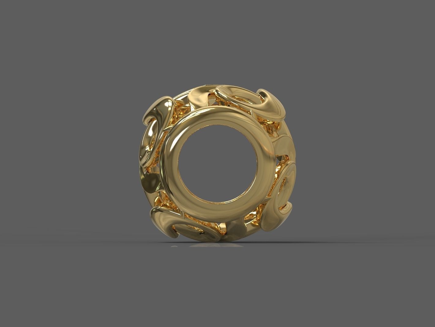 Heart gold ring with intricate design 3D print model_2