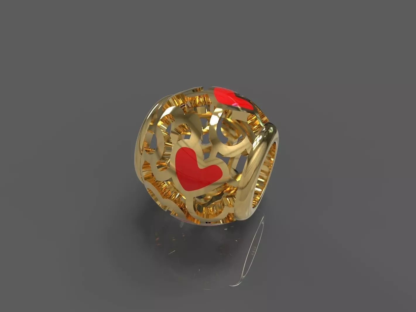 Heart gold bead 3D print model_0