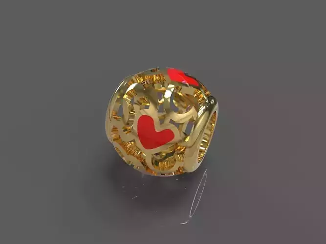 Heart gold bead 3D print model