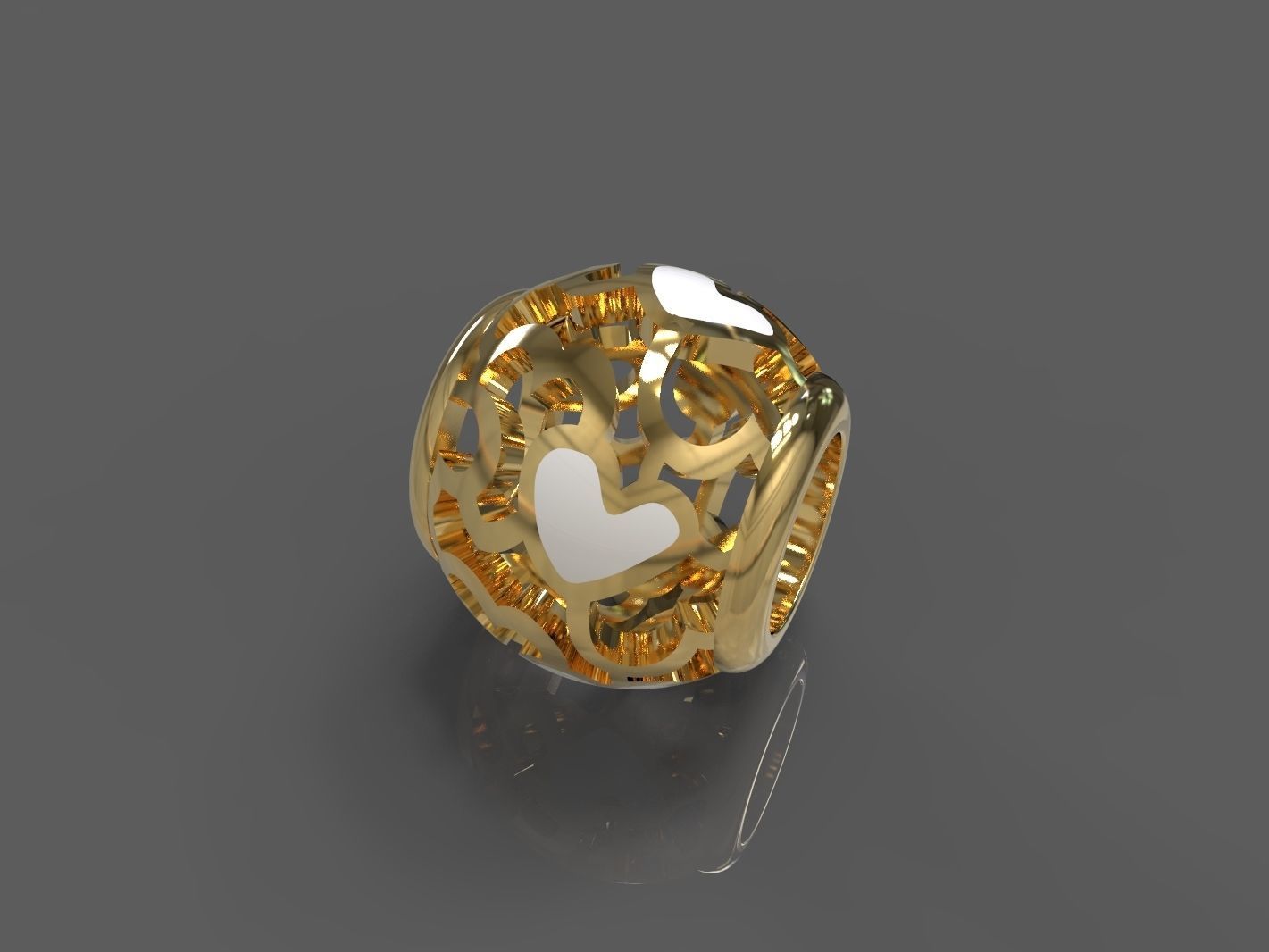 Heart gold bead 3D print model_2