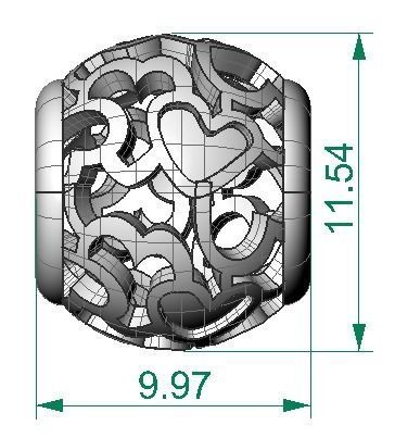 Heart gold bead 3D print model_6