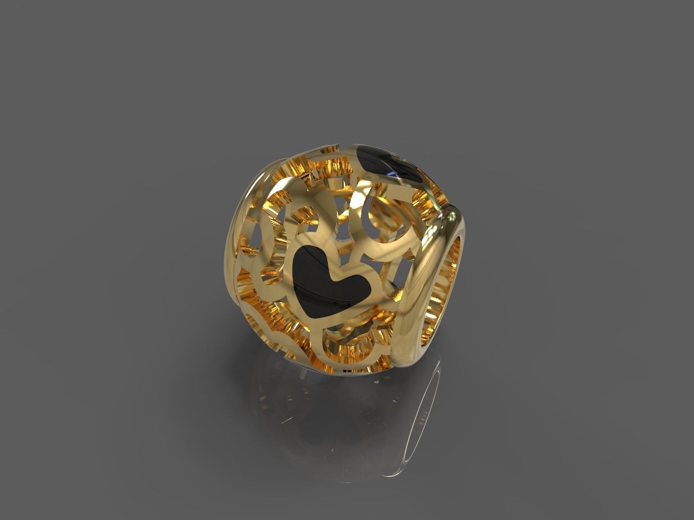 Heart gold bead 3D print model_1