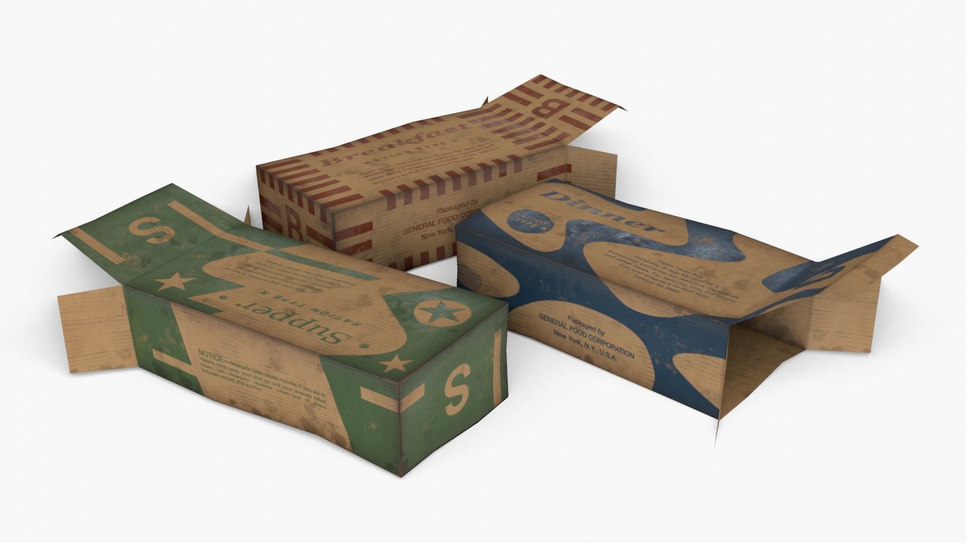 US rations WWII 3D Model Collection_4