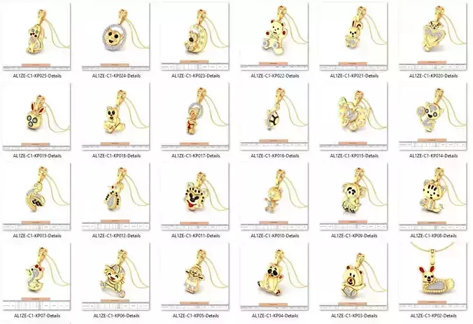 BULK-3DM-With Gems-PENDANT 25 Files 3D print model