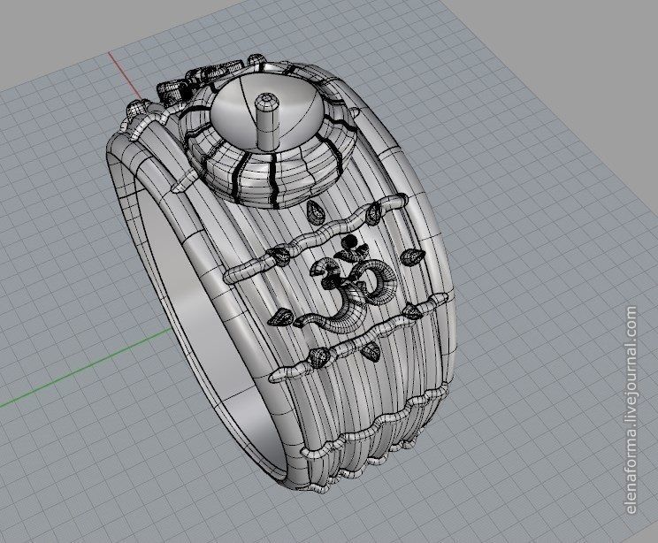 The Om mantra ring with pearl and video 3D print model_15