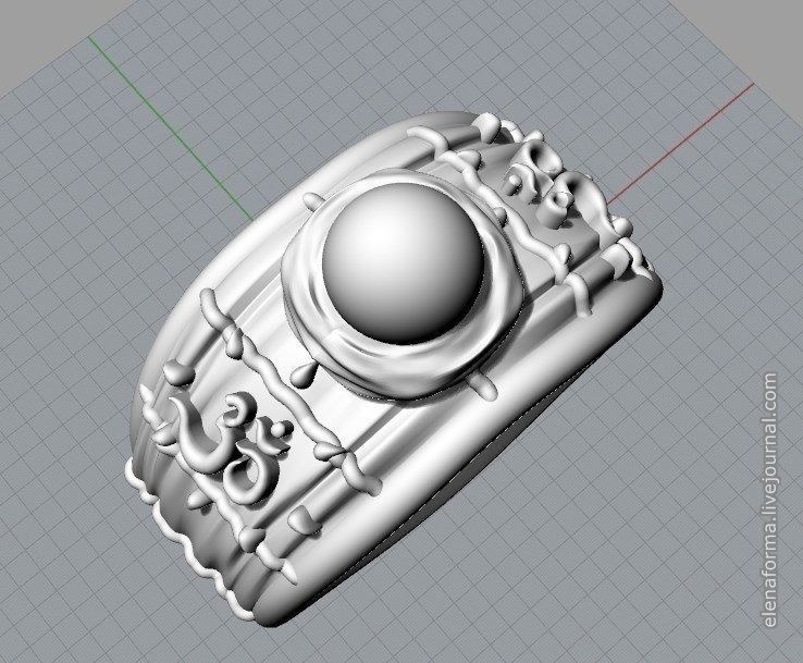 The Om mantra ring with pearl and video 3D print model_20