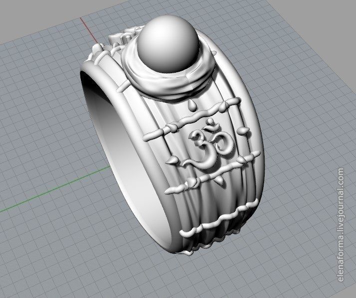 The Om mantra ring with pearl and video 3D print model_8