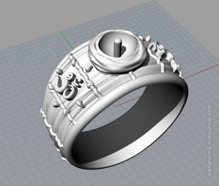 The Om mantra ring with pearl and video 3D print model_7