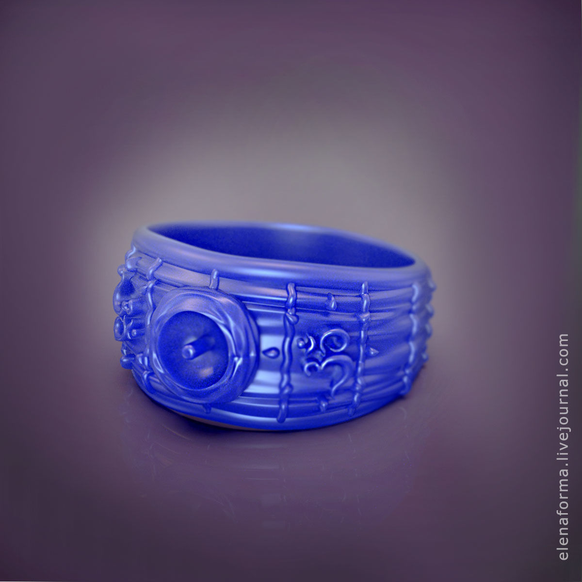 The Om mantra ring with pearl and video 3D print model_5