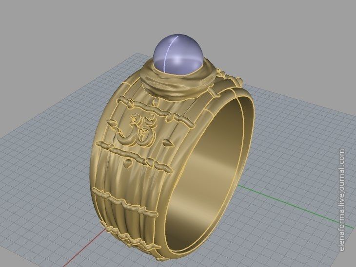 The Om mantra ring with pearl and video 3D print model_27