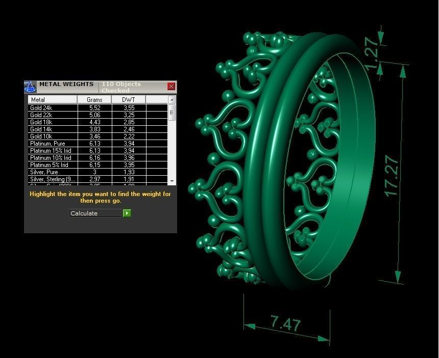 fashion ring crown 3D print model_4