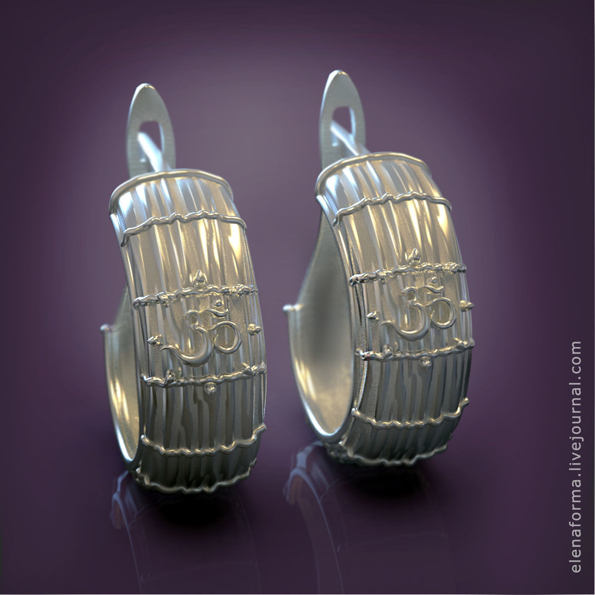 The Om mantra earrings 3D print model 3D print model