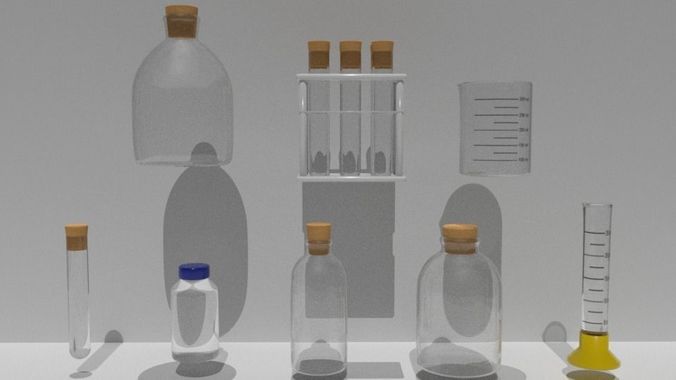 PBR Labkit bottles 3D model