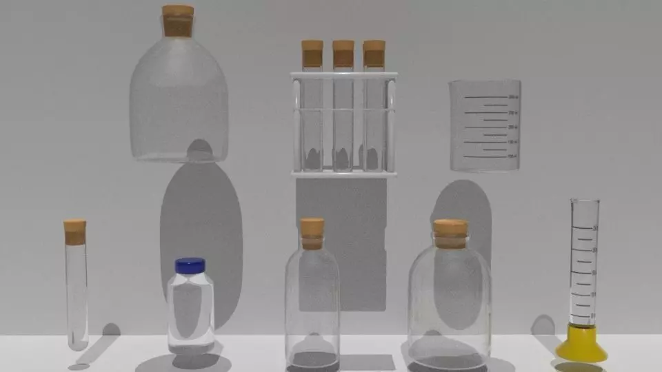 PBR Labkit bottles 3D model_0